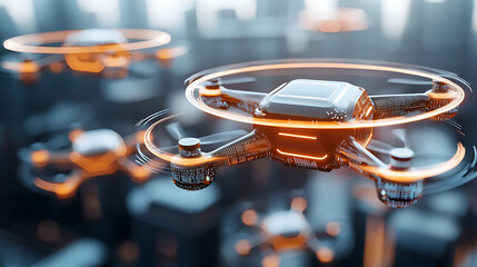 Obraz premium Drone technology innovations urban skyscrapers digital imagery high-tech environment aerial perspective future concepts