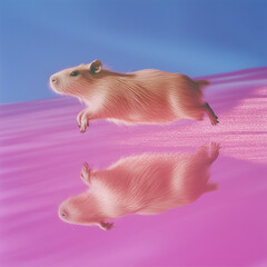 Dreamcore image of a Capybara with dreamy colors 
