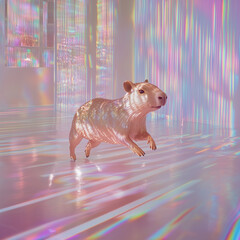 Dreamcore image of a Capybara with dreamy colors 