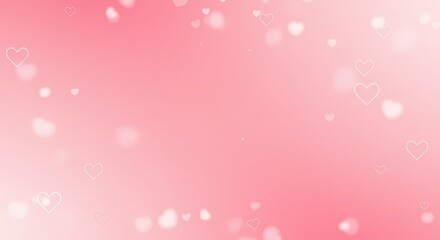 Romantic Pink Valentine s Day Background with Soft Hearts and Bokeh Lights
