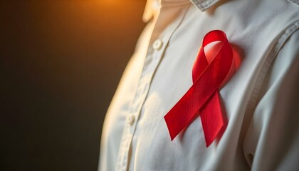 Red ribbon symbolizing heart disease, linked to tobacco use, alcohol abuse, and drugs and HIV and Aids