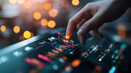 Interactive data analysis event digital workspace dashboard visuals technology environment close-up view user engagement concept