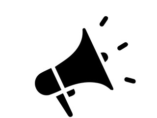Black megaphone on white background.