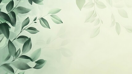 Serene Green Leaves Botanical Abstract Art