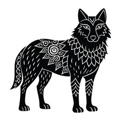 A wolf design featuring intricate ethnic and zentangle patterns, combining natural strength with symbolic art, creating a captivating blend of culture and wildlife.