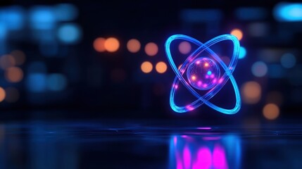Atomic Structure: Neon Glowing Atom Model