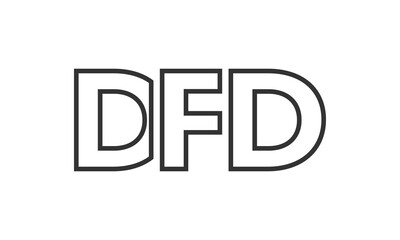 DFD logo design template with strong and modern bold text. Initial based vector logotype featuring simple and minimal typography. Trendy company identity.