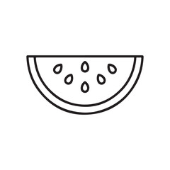 A black and white drawing of a slice of watermelon icon