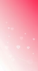 Romantic Pink Gradient Background with Scattered Hearts and Delicate Lines