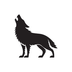 Wolf howling silhouette icon vector on white background