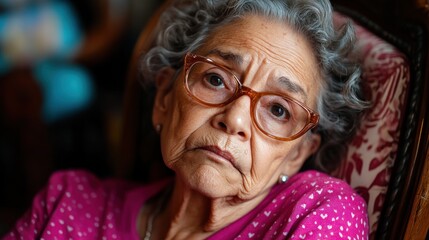 An elderly woman, serene and wise, rests in her antique rocking chair, surrounded by cherished heirlooms a poignant portrait of a life well-lived, reflecting generations of family history, heritage