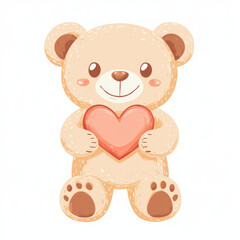 Obraz premium cute teddy bear holding pink heart, perfect for Valentine Day or romantic gifts