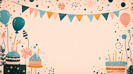 Fototapeta premium Luxurious and playful birthday celebration scenes and card