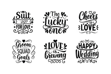 Obraz premium Wedding t shirt design, wedding svg Bundle, Hand drawn lettering t-shirt design, wedding quotes t-shirt design