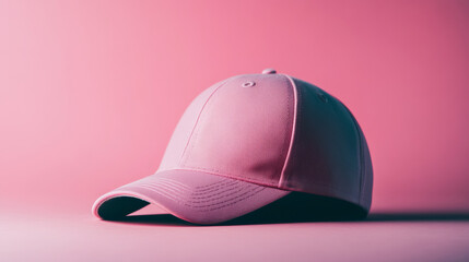 Fototapeta premium Stylish pink cap display studio setting product photography minimalist environment close-up view fashion concept