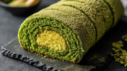 Japanesee matcha roll cake