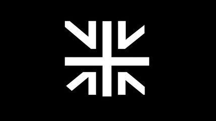 Fototapeta premium Abstract white geometric symbol on black background