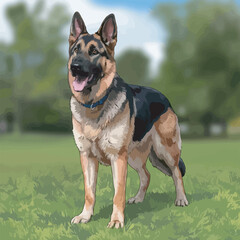 german shepherd dog on the grass