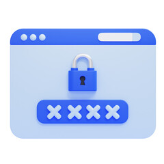 PNG 3D web password icon isolated on a white background