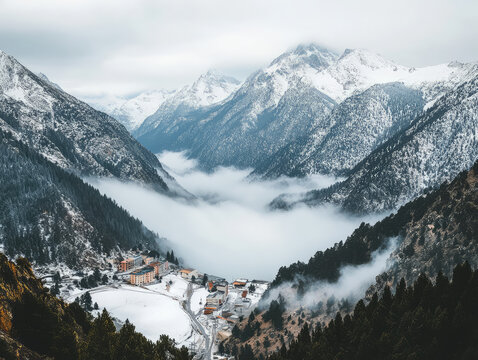 snow covered mountains