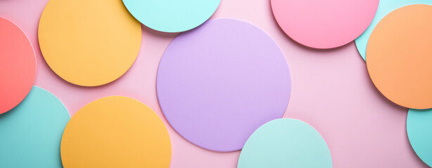 Colorful circles on pastel background