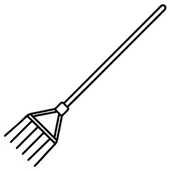 Abstract Rake Silhouette Line Art