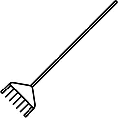 Abstract Rake Silhouette Line Art