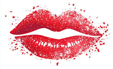 Isolated Red Lipstick Kiss Mark Vector on White Background, Clip Art for Valentine's Day Celebration.