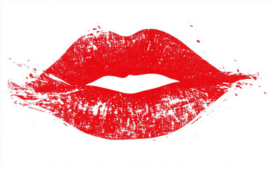 Isolated Red Lipstick Kiss Mark Vector on White Background, Clip Art for Valentine's Day Celebration.