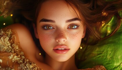 Expressive Artistic Senior Portrait Captivating Creative Lighting and Unique Composition Showcase a Young Woman's Emotions This image features a stunning close-up portrait with warm tones