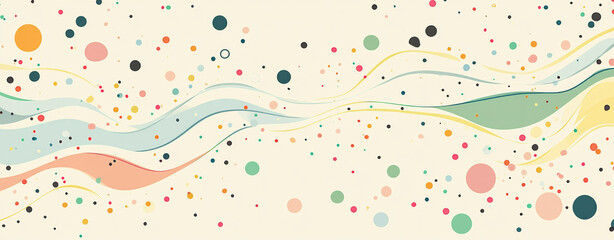 Colorful background with geometric shapes and pastel dots