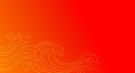Abstract Orange and Red Wave Design Background Japanese Style Graphic Asian Inspired Art
