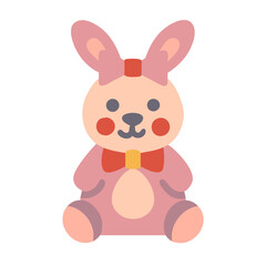 Obraz premium Pink Bunny with Bowtie in Egg Vector illustration of Easter cartoon