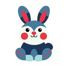 Obraz premium Blue Bunny with Red Cheeks Vector illustration of Easter cartoon.