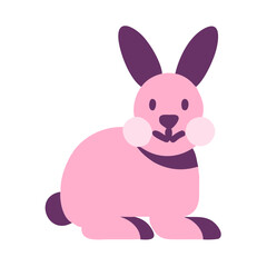 Obraz premium Pink rabbit cartoon vector illustration