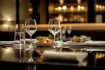 Elegant Restaurant Table Setting with Fine Dining Dishes