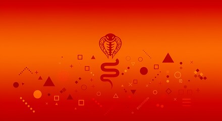 Abstract Orange Gradient Background with Cobra and Geometric Shapes