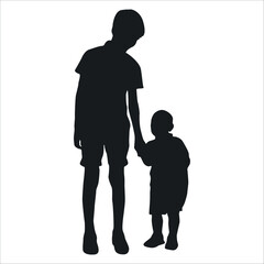Brother and Sister Silhouettes vector illustration