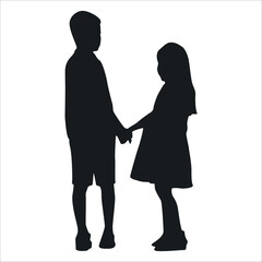 Brother and Sister Silhouettes vector illustration