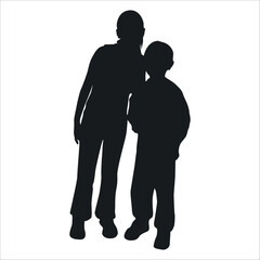 Brother and Sister Silhouettes vector illustration