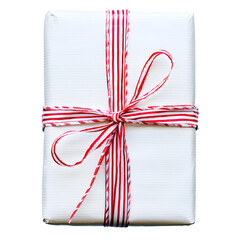 Fototapeta premium Beautifully Wrapped Holiday Gift with Ribbon and Bow on White Background