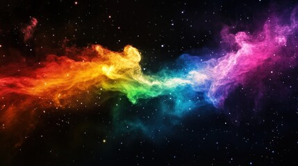 Obraz premium Cosmic Rainbow Nebula: A Celestial Tapestry of Vivid Colors and Stellar Dust