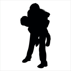 Brother and Sister Silhouettes vector illustration