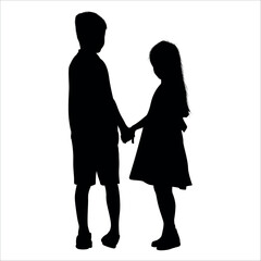 Brother and Sister Silhouettes vector illustration