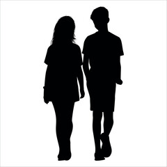 Brother and Sister Silhouettes vector illustration