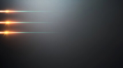 Naklejka premium Dark grey background features three glowing horizontal light streaks. AI Generated