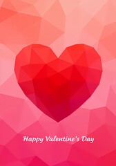 Low Poly Red Heart Valentine s Day Abstract Geometric Design Background