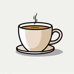 Fototapeta premium Minimalist Coffee Mug Outline on White Background cafe drink vector 