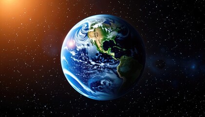 Fototapeta premium Planet Earth from space illuminated by distant sun stunning view