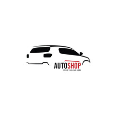 Auto shop car logo design sports vehicle silhouette